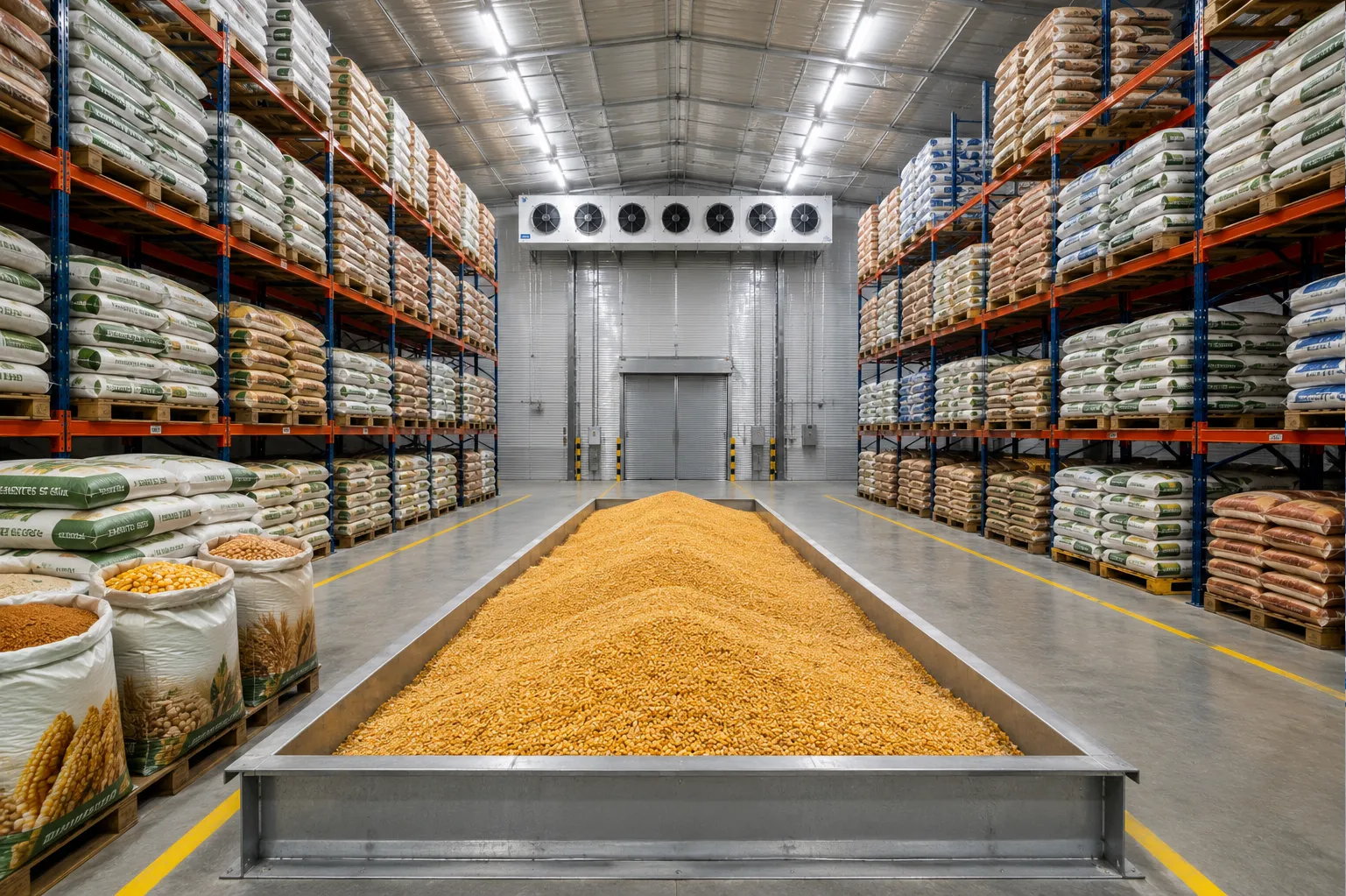 Estrutura porta-paletes para armazém do agronegócio