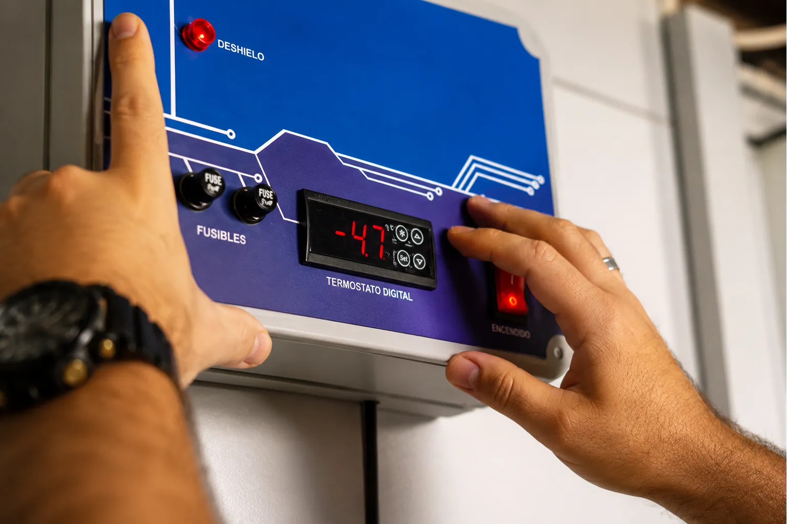 Ambiente industrial com controle térmico para conservação de alimentos